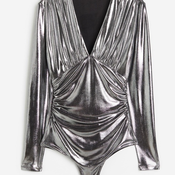 Metalic V-neck bodysuit - Picture 2 of 4